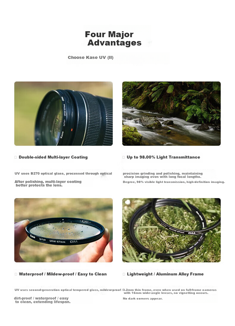 Kase SMP Second Generation UV Filter, 49mm, Double-Sided Multi-Layer Coated, No Vignetting, DSLR Lens Protector, Ultra-Thin High-Definition High-Light Transmittance Anti-Fouling Filter for Canon Nikon Cameras 5