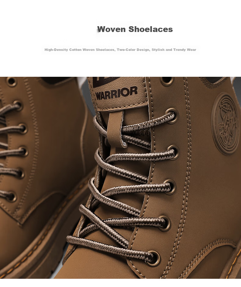 Huili Men's Shoes, 2025 Autumn And Winter New Style Men's Martin Boots, Workwear-Inspired Yellow Boots, High-Top Hiking Shoes, Black, Size 37 13