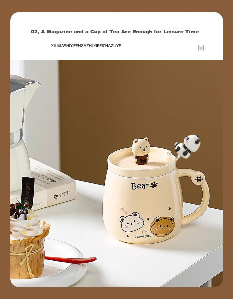 Baqianxing Ceramic Mug, Coffee Cup, High-Quality Water Cup with Lid And Spoon, Gift Box for Girlfriend's Birthday Present 8