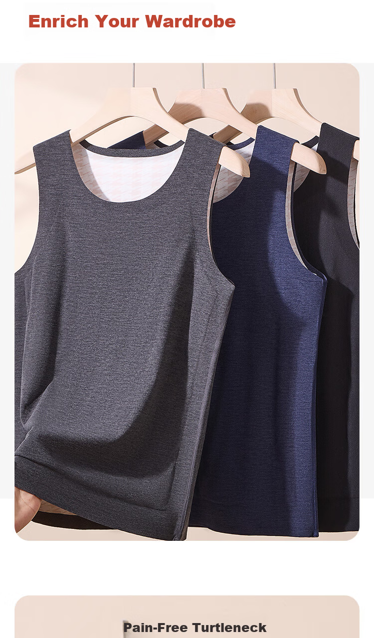 LangSha Men's Thermal Vest Seamless Customizable 100% Wool Filled Patch Comfortable Wide Shoulder Base Layer Top Autumn Winter 15
