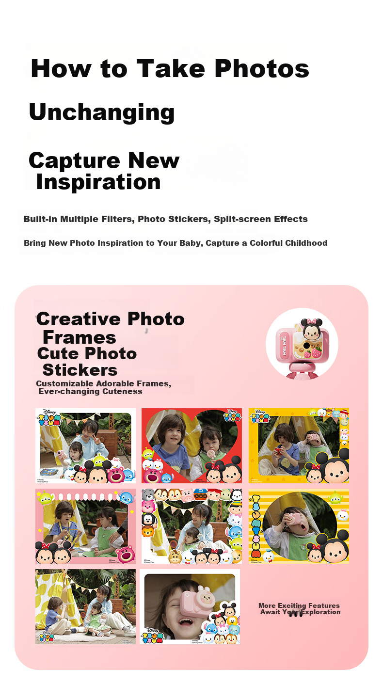 MAQUCC Disney Kids Camera Minnie 32GB for Girls Ages 6-14 Birthday Gift Student Practical Premium Souvenir K78 9