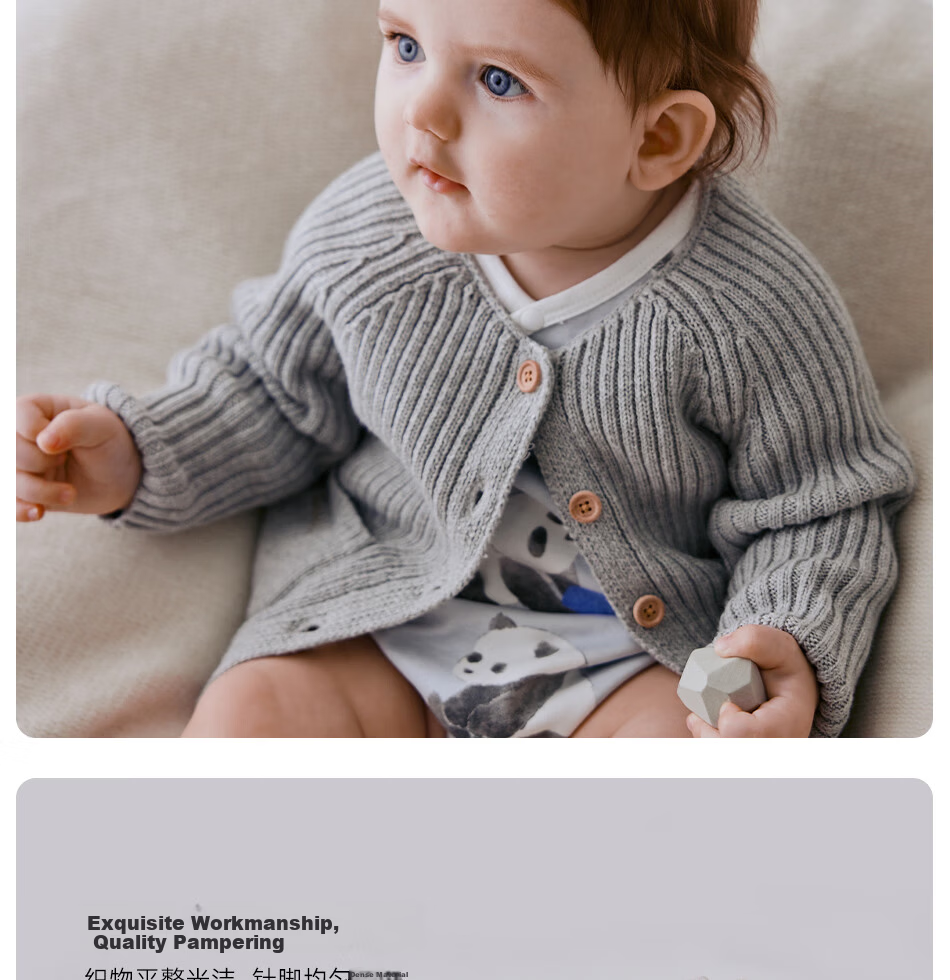 OAK FAMILY Children's Cardigan Sweater, Baby Boys And Girls Spring And Autumn Knitted Jacket, Pure Cotton, Pink (Anti-Static), Size 80 7