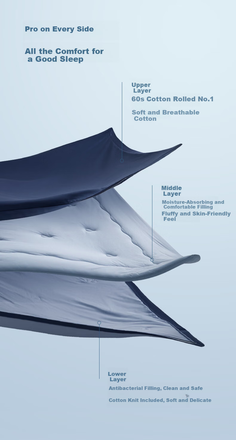 Luolai Home Textiles Aerospace Deep Sleep Quilt 60s Cotton A-Class Antibacterial Washable Spring and Autumn Warm Quilt Blue 2