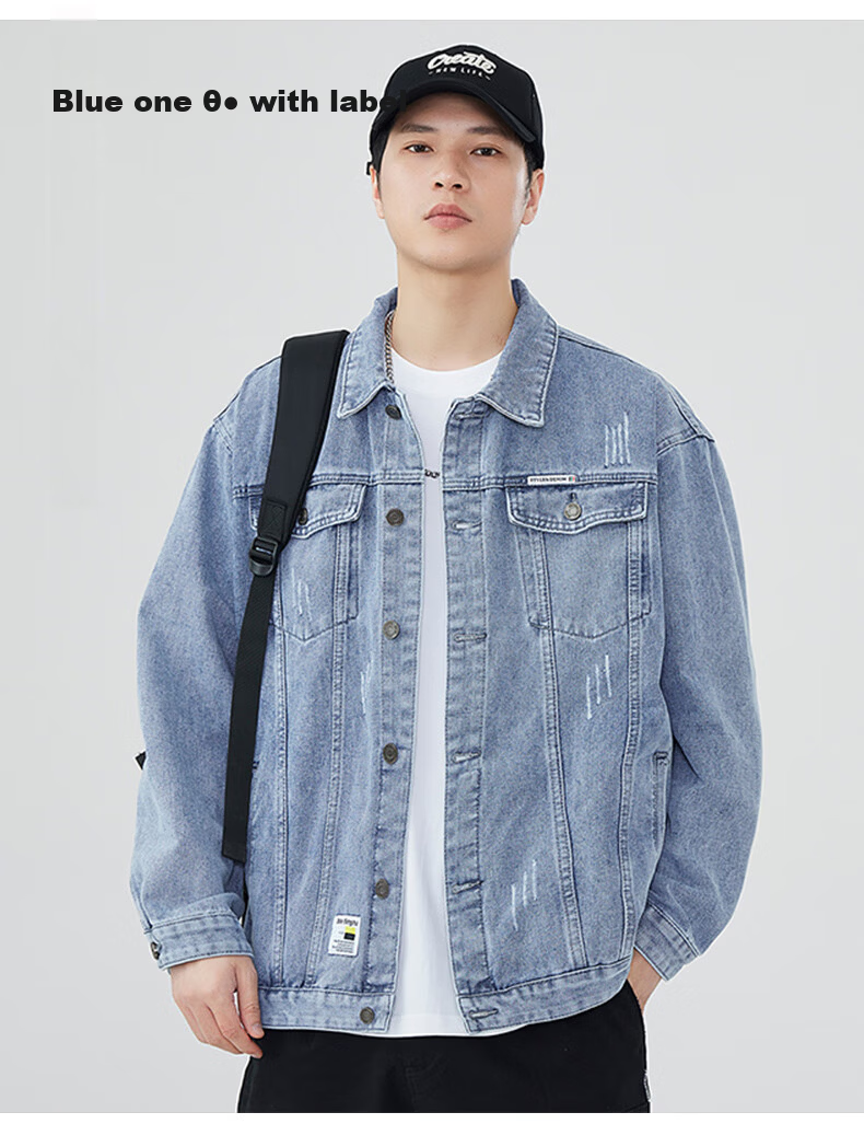 Jeanswest Men's Denim Jacket 2026 Spring Casual Loose Fit Black XL 13