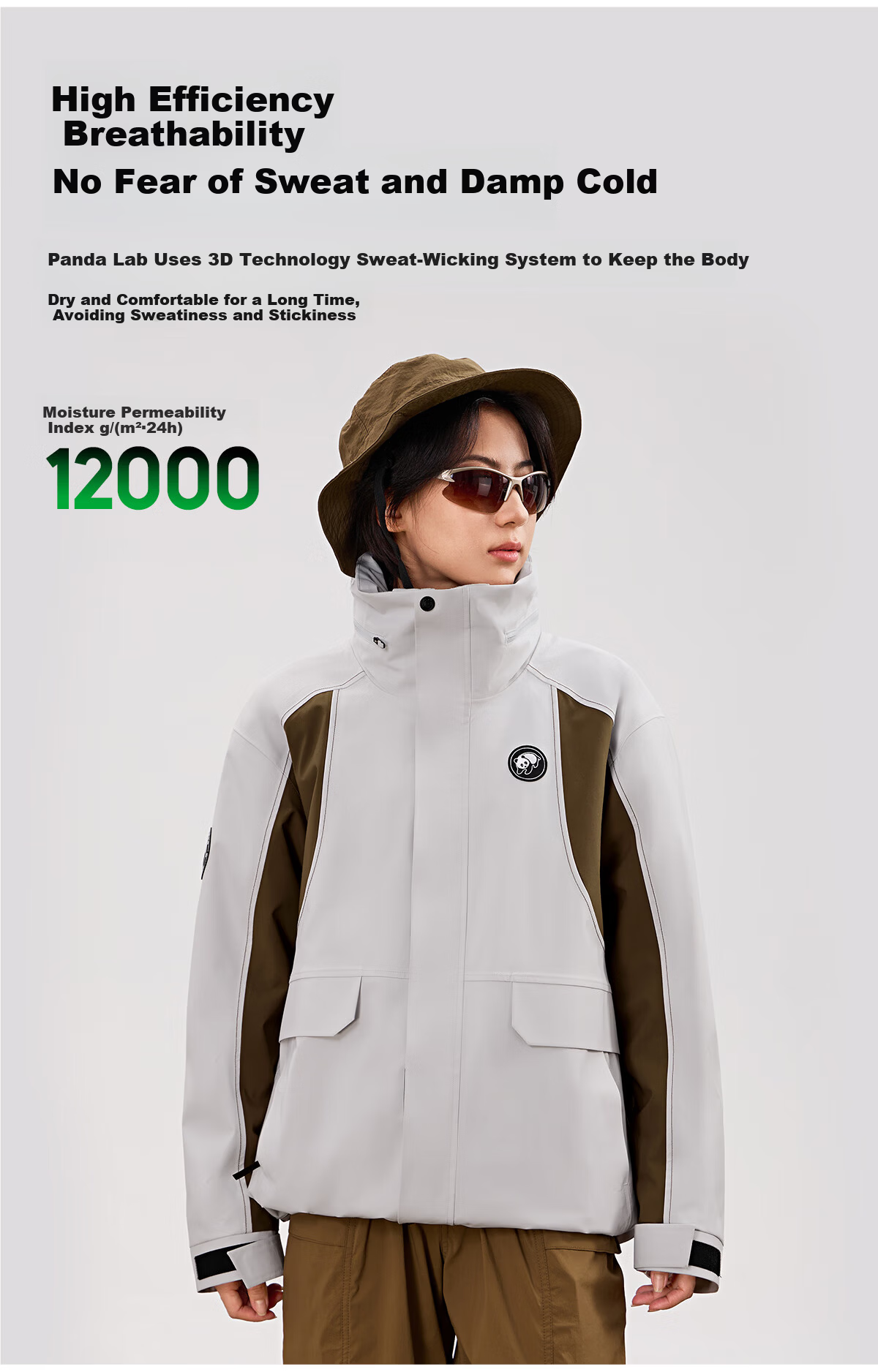 Panda Camel Series 3-in-1 Outdoor Jacket Unisex Windproof Rainproof Fleece Hiking Coat 1612, L 10