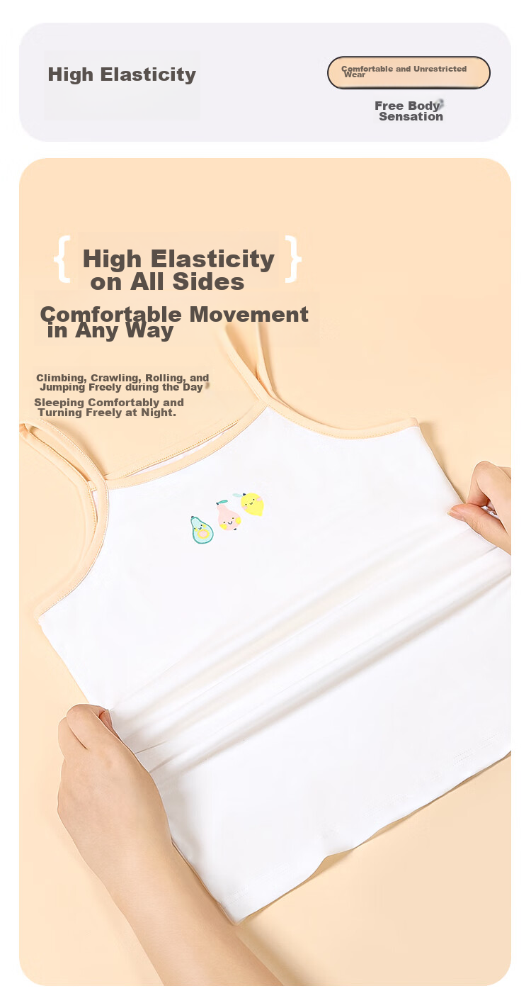 Hodohome Children's Tank Top for Girls, Summer A-Class Pure Cotton Thin Camisole, Cute Undershirt for Baby Girls, 802 160 8