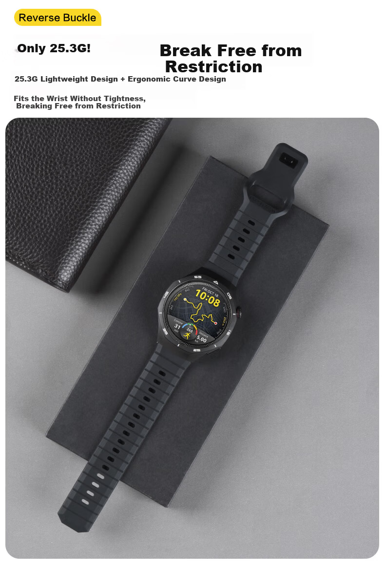 Watchbond Huawei Watch5 Strap GT5Pro/GT6Pro/GT6 Titanium Edition FKM Fluororubber Watch4Pro Sports Band GT5 Men's Buds Premium 4