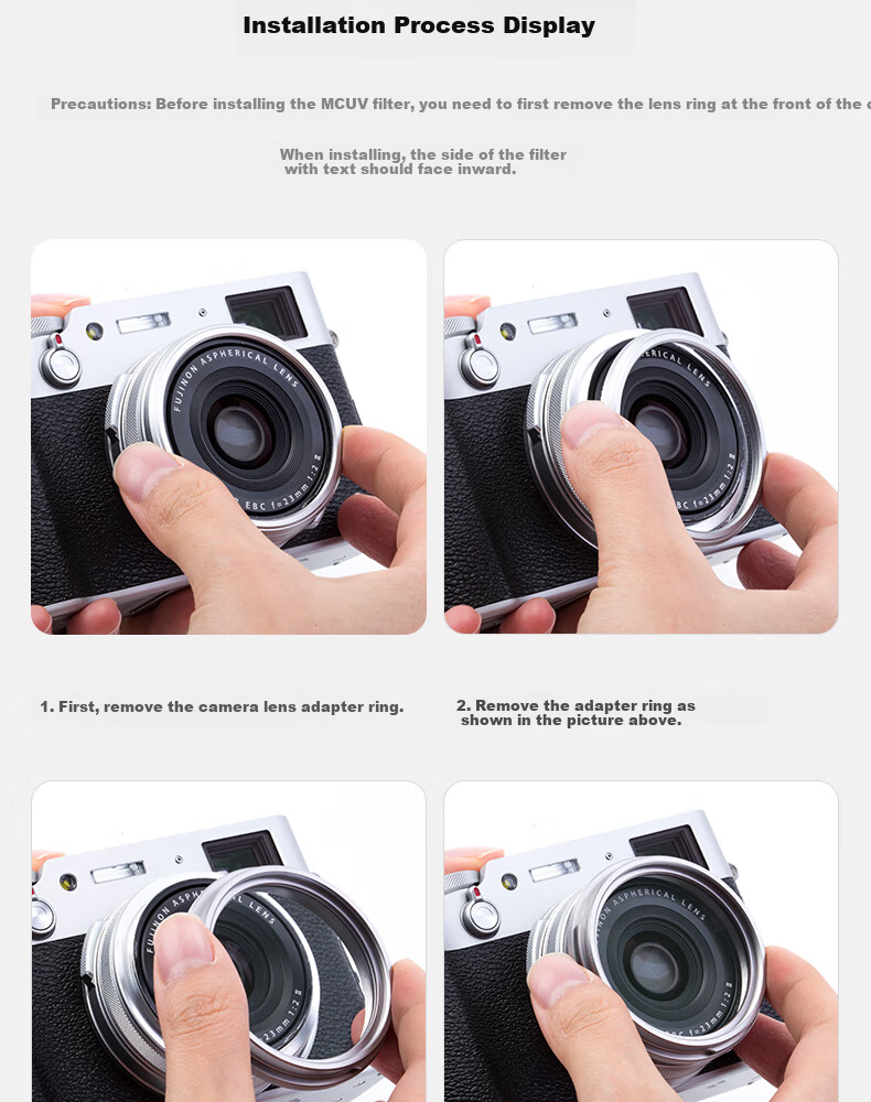 Kase UV Filter for Fujifilm X100V X100F X100Vi Digital Camera Series MC Multi-Coated UV Lens Silver 11