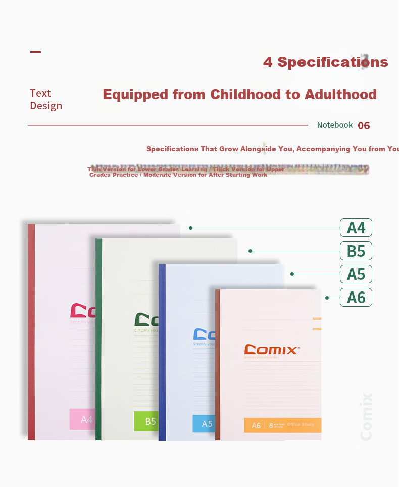 COMIX 12-Pack A5 40-Page Wireless Bound Softcover Notebook Office Work Journal Homework Student Stationery Assorted Colors C4503 6