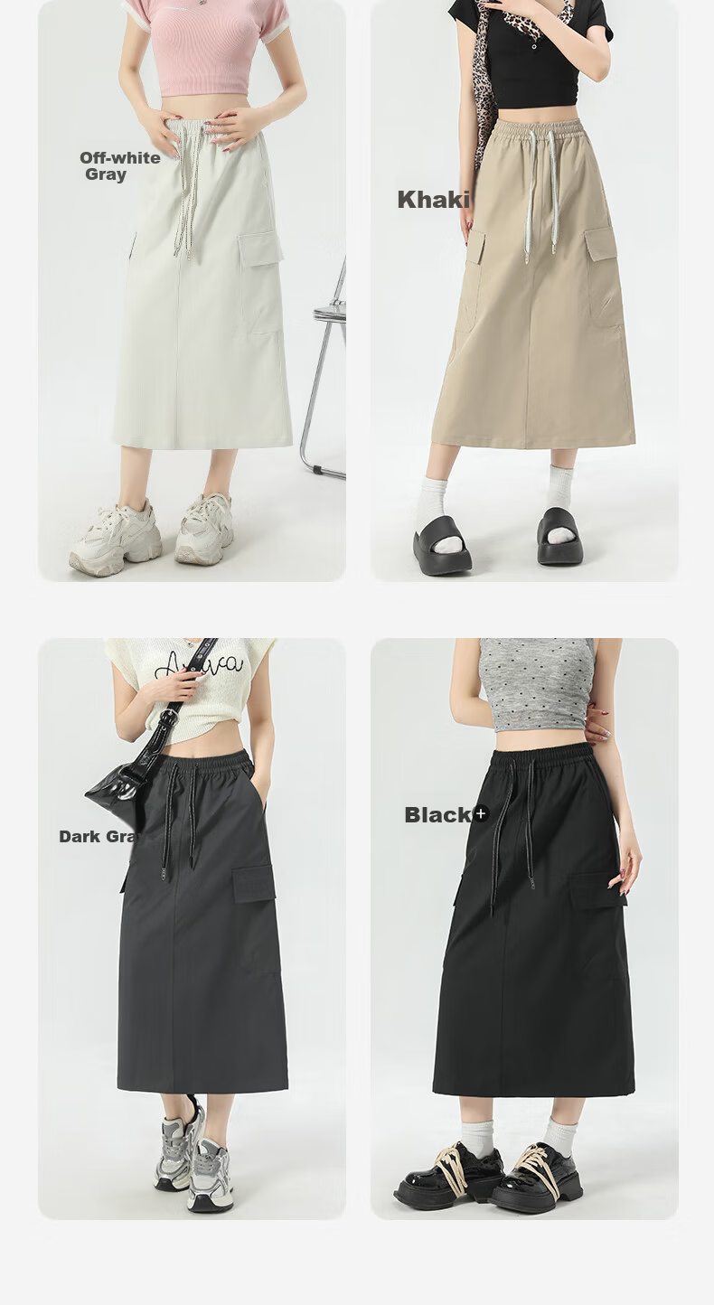 Langsha Women's Workwear High-Waist American Style Versatile Mid-Length A-Line Skirt Summer Casual Commuter Skirt 2