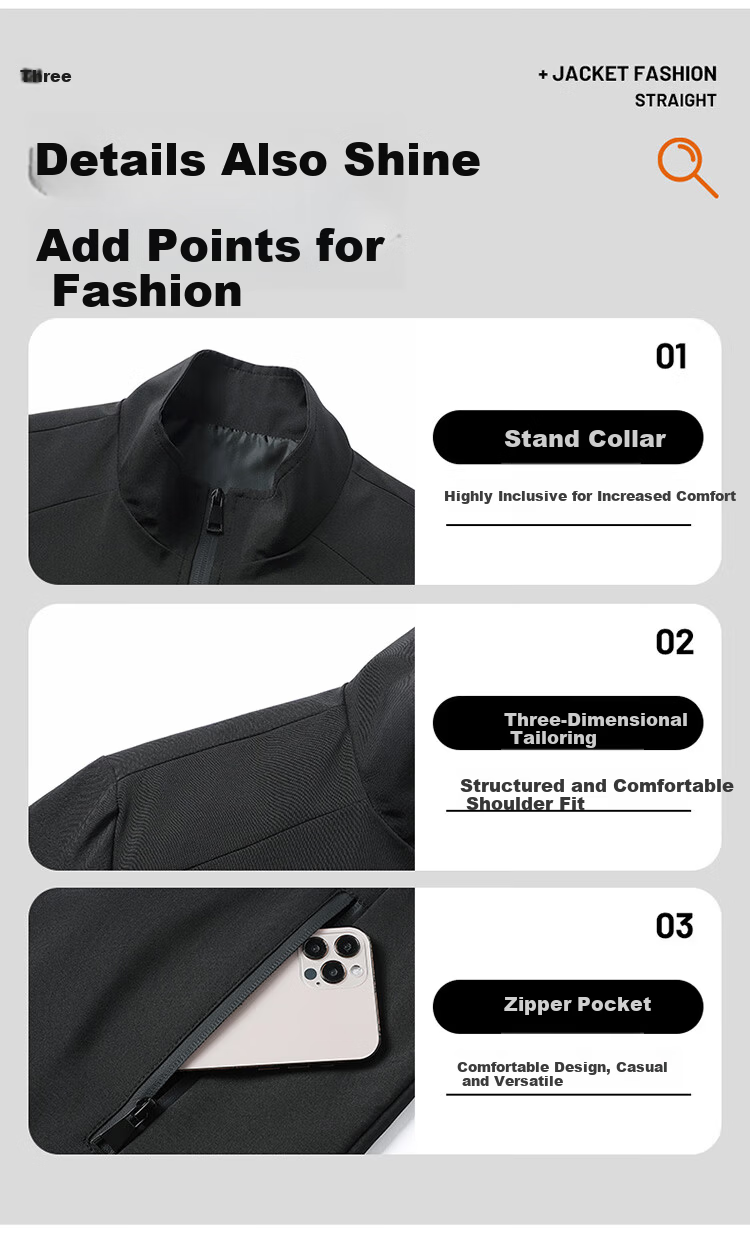 Miiow Men's Jacket Spring Autumn Casual Business Lapel Windproof Loose Sports Dark Blue 2XL 4