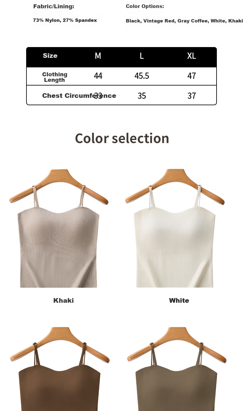 Langsha Women's Camisole with Chest Pad Summer Ice Silk Bra-Free Outerwear Inner Wear Seamless Back Bra Top 13