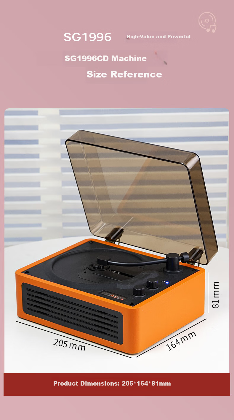 YEARS STAY Timeless CD Player, Retro Music Machine, Desktop Bluetooth Speaker, Birthday Gift, White Wood Grain SG1996 7