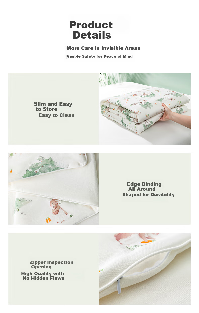 Hengyuanxiang Cotton Quilt A-Class Antibacterial 100% Cotton Double-Layer Gauze Summer Quilt Air Conditioning Quilt Carrot Little Rabbit 1.2*1.5m 14
