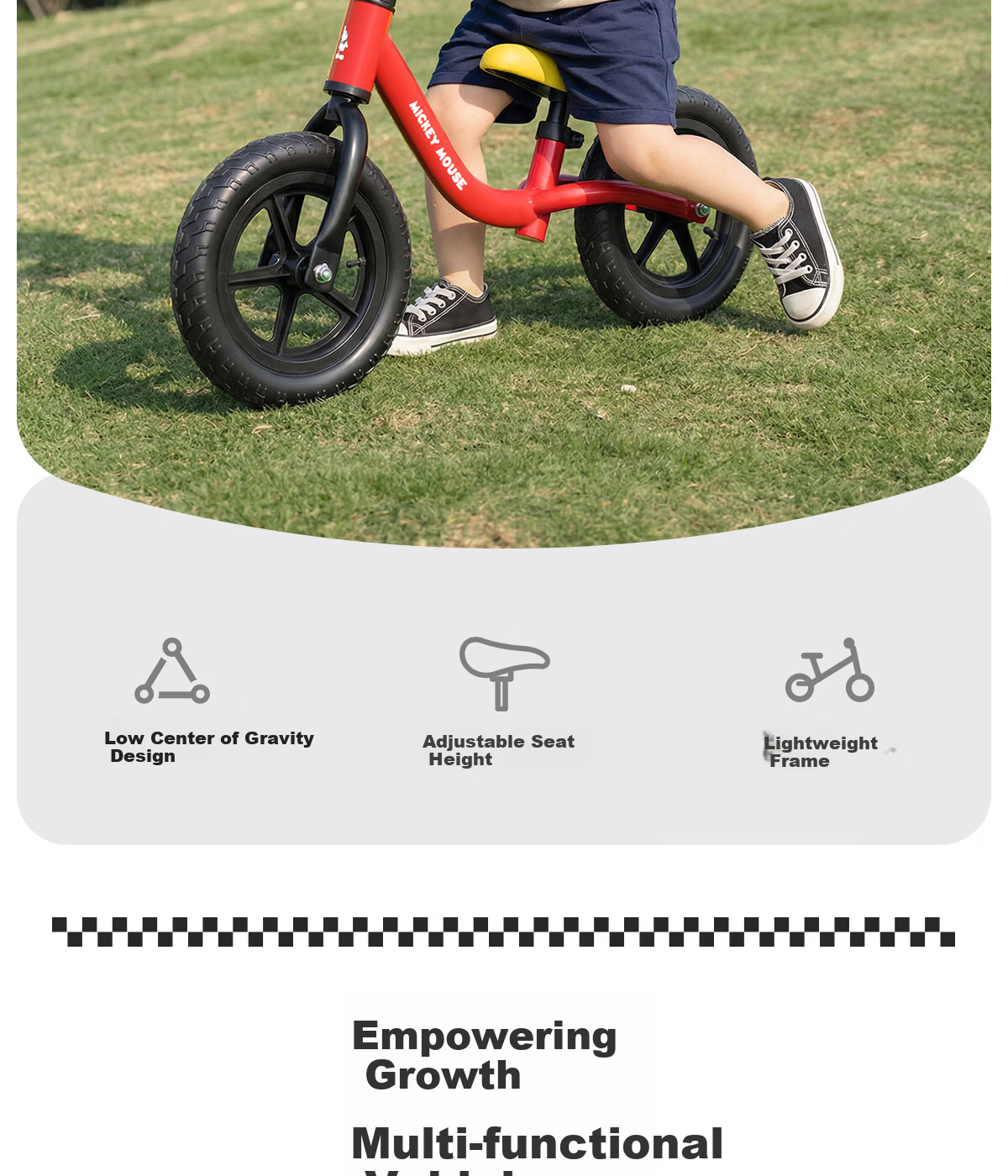 Disney Kids Balance Bike 12-inch Toddler Walker Scooter Toy for Ages 1-3-6 Years Birthday Gift 4