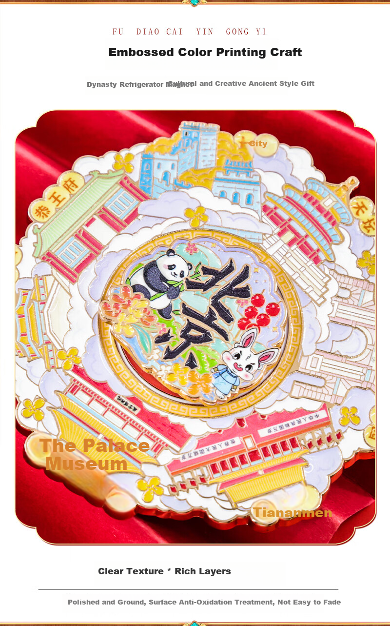 Palace Inside & Outside Beijing Landmark Rotating Metal Refrigerator Magnet Beijing Forbidden City Museum Cultural Creative Beijing Travel Souvenir Gift for Friends Students Birthday Teacher's Day Gif 6