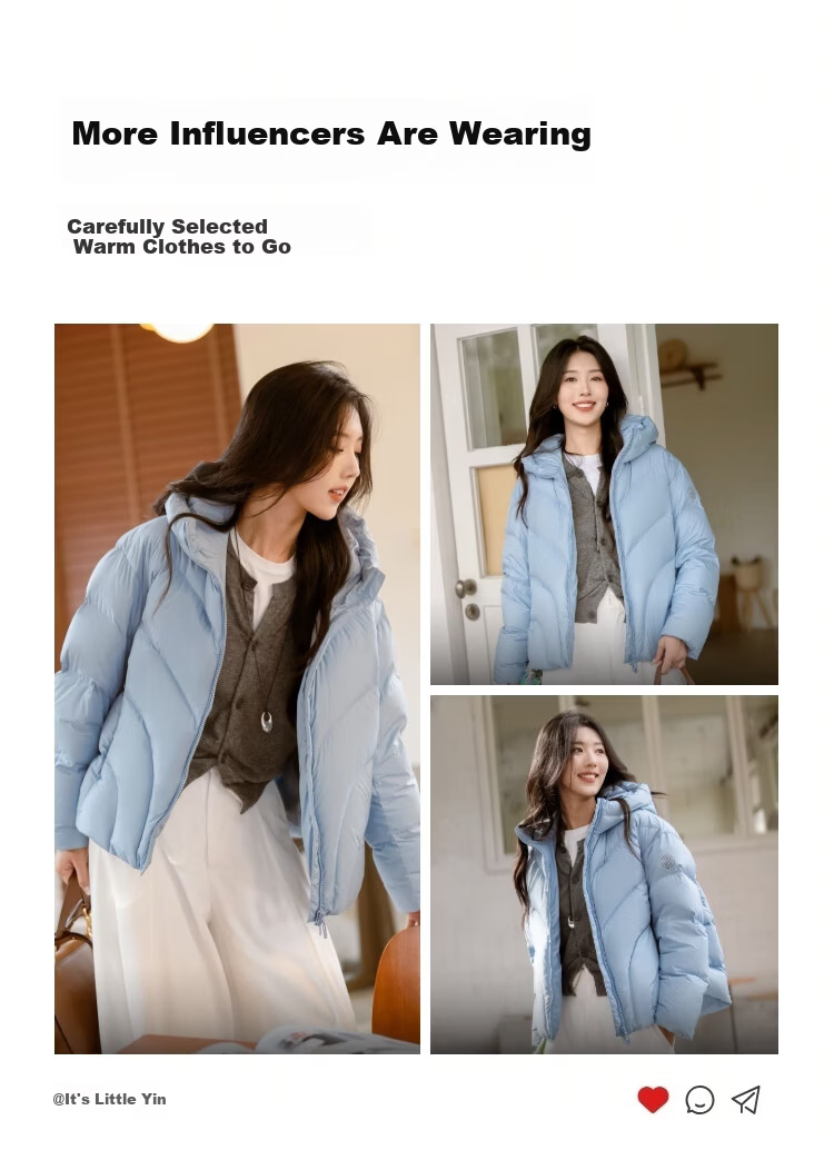 BOSIDENG Women's Off-Season 90% Down Thickened Hooded Loose Short Casual Warm Jacket Winter 19