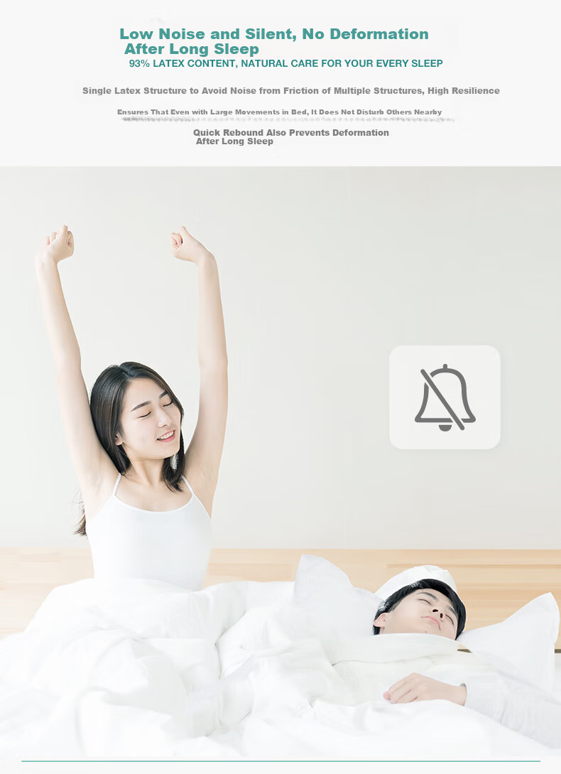 JaCe Natural Latex Mattress Thai Imported Core Latex Mattress 95% Natural Latex Low Noise Zero Pressure 95D 1.5m 7