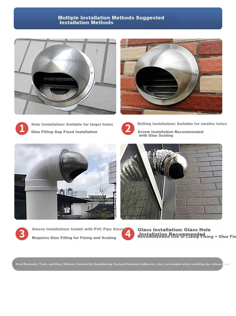 Jingba 304 Stainless Steel Vent Cap Range Hood Exhaust Pipe Check Valve Outdoor Wall Air Outlet 70mm Outdoor Ventilation Exhaust Pipe Cover Insect and Rainproof Windproof Cap 5