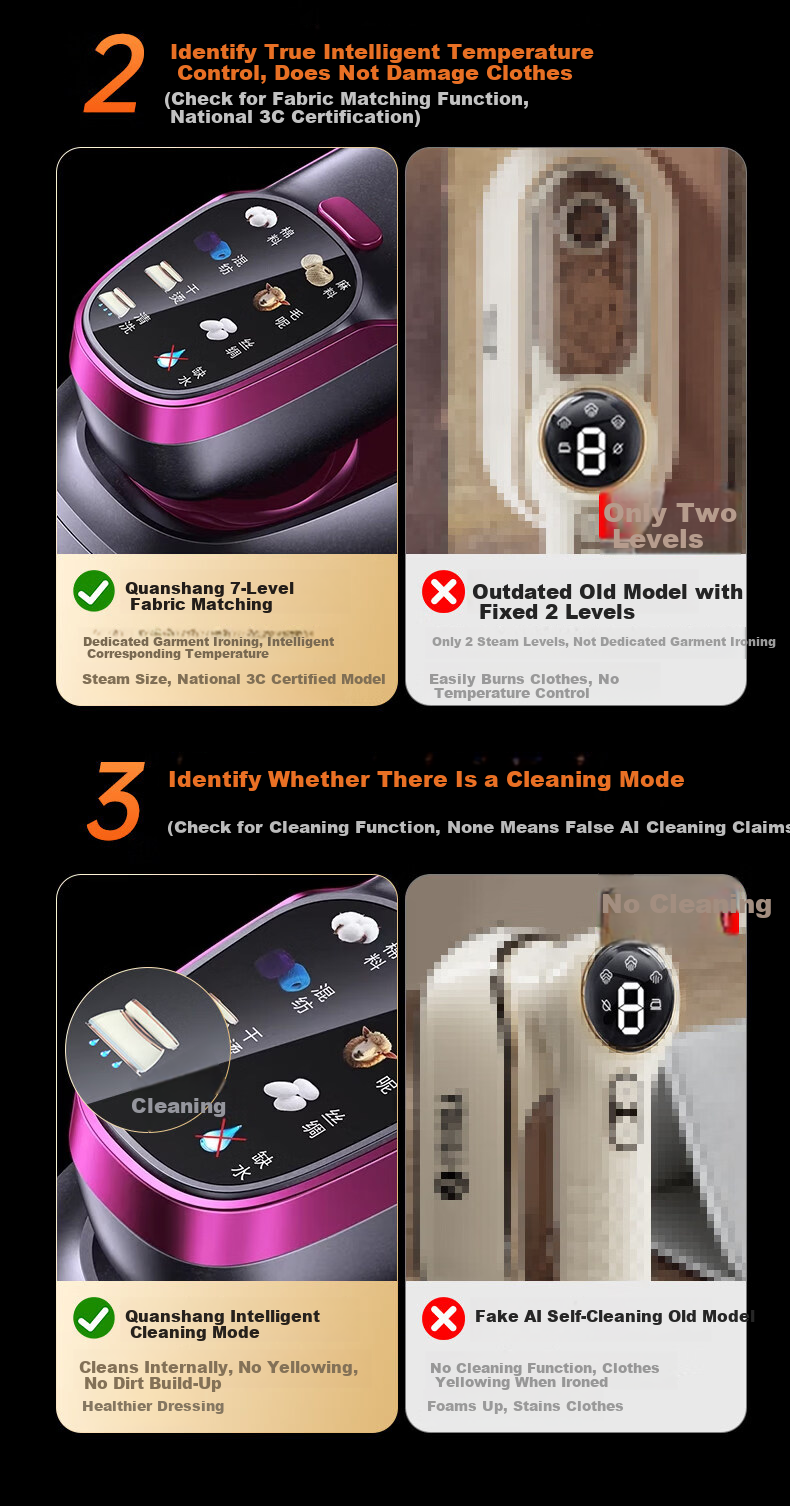 Quanshang [German Brand | Foldable Portable] Home Garment Steamer Large Steam Electric Iron 2026 New Dual-Use Dry and Wet Care Machine Travel Ironing Device 5