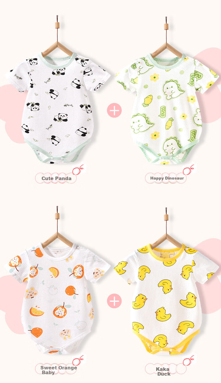 DEESHA [100% Pure Cotton] Baby Romper, Newborn Onesie, Short-Sleeve Bodysuit 7
