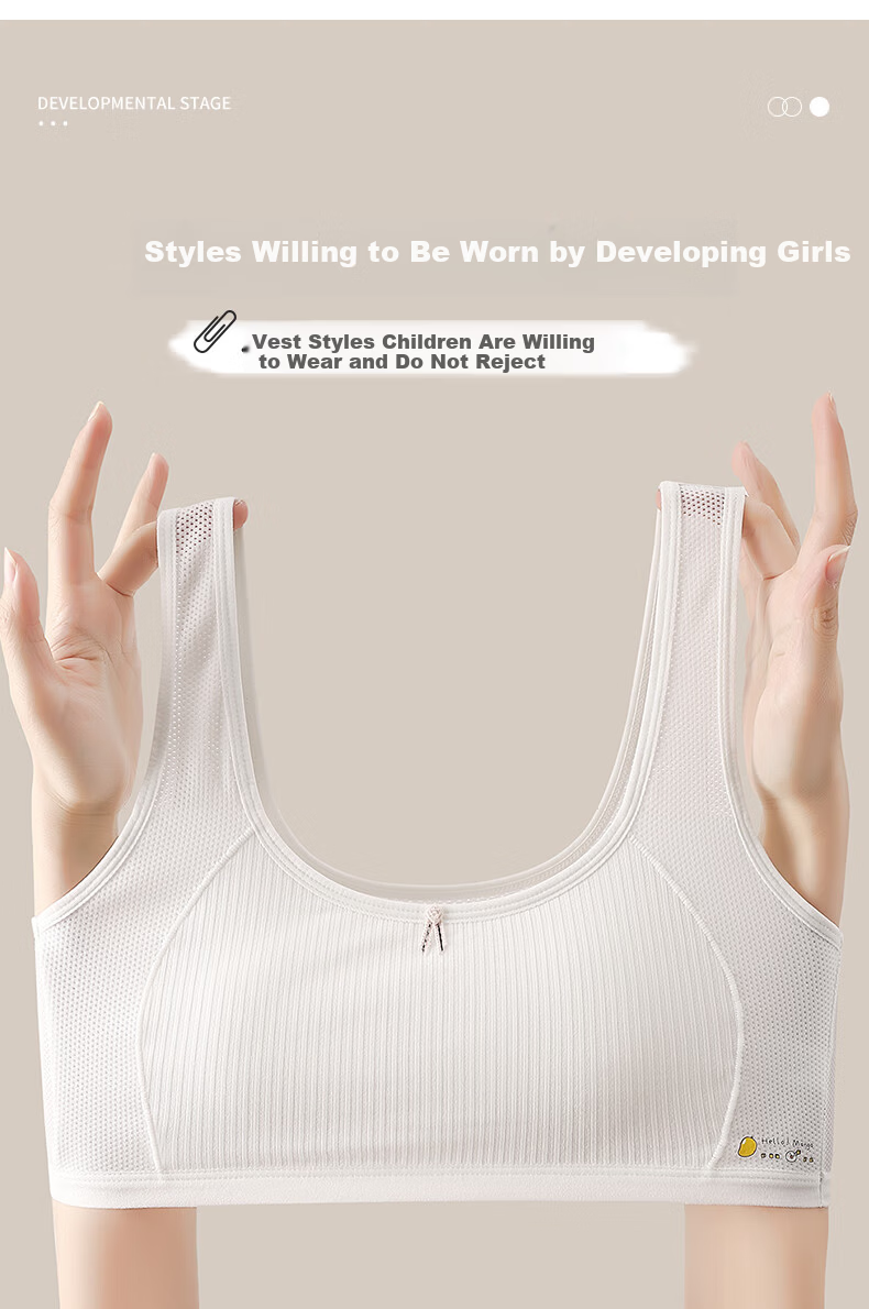 Ariel & Aurora Girls' Developmental Underwear Bra for Middle and High School Students Ages 12-16 Stage 2-3 White L 5