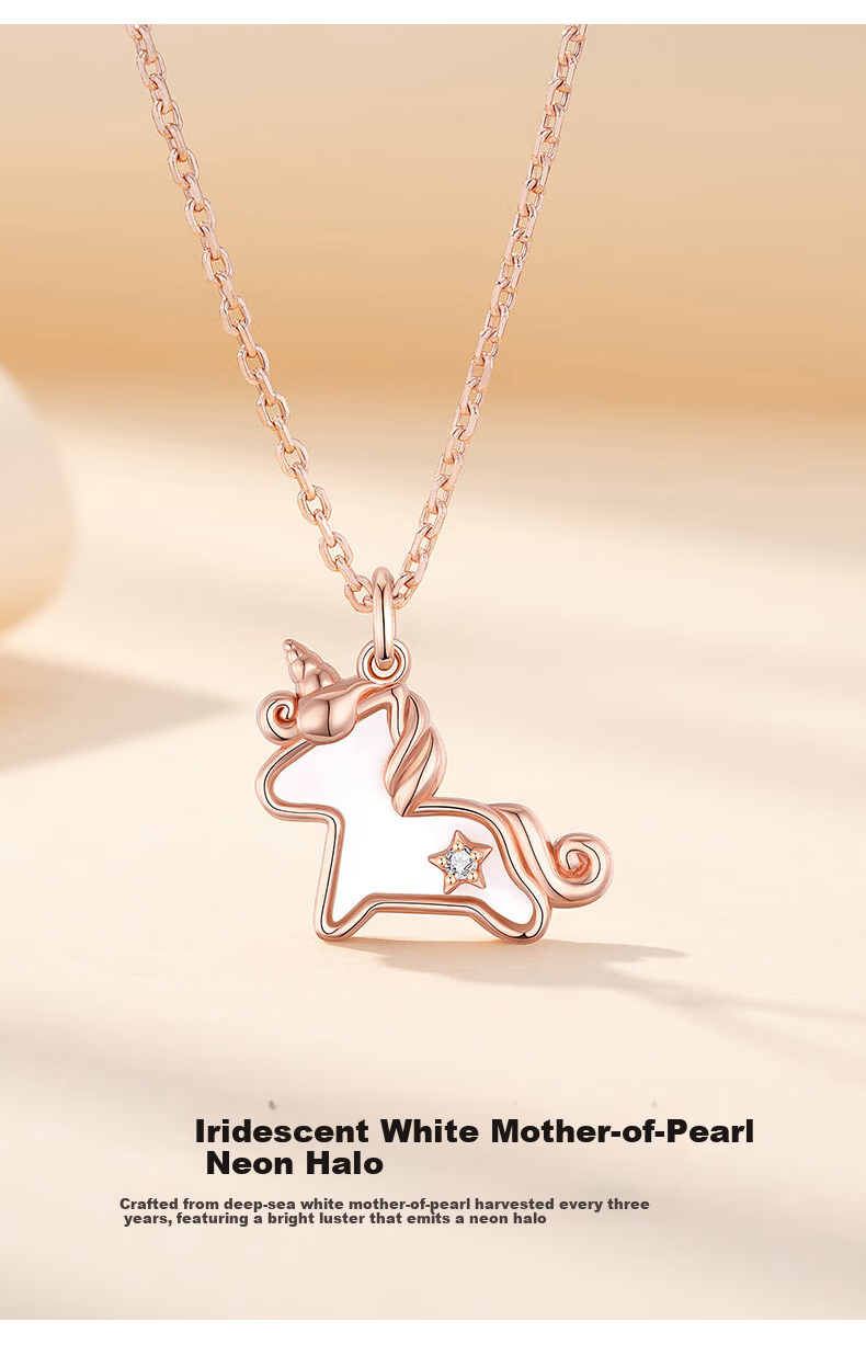 Grace Girl Unicorn Diamond Necklace Women Light Luxury Cute Dreamy Clavicle Chain Practical Anniversary Gift for Girlfriend Birthday 6