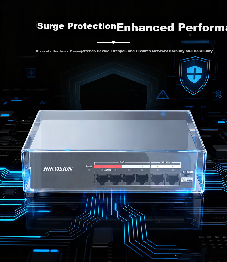 HIKVISION 10-Port 100Mbps POE Switch with Metal Shell for Heat Dissipation, Unmanaged, Extends Network Cable Transmission, Home Network Hub, Security Monitoring Network Splitter 4