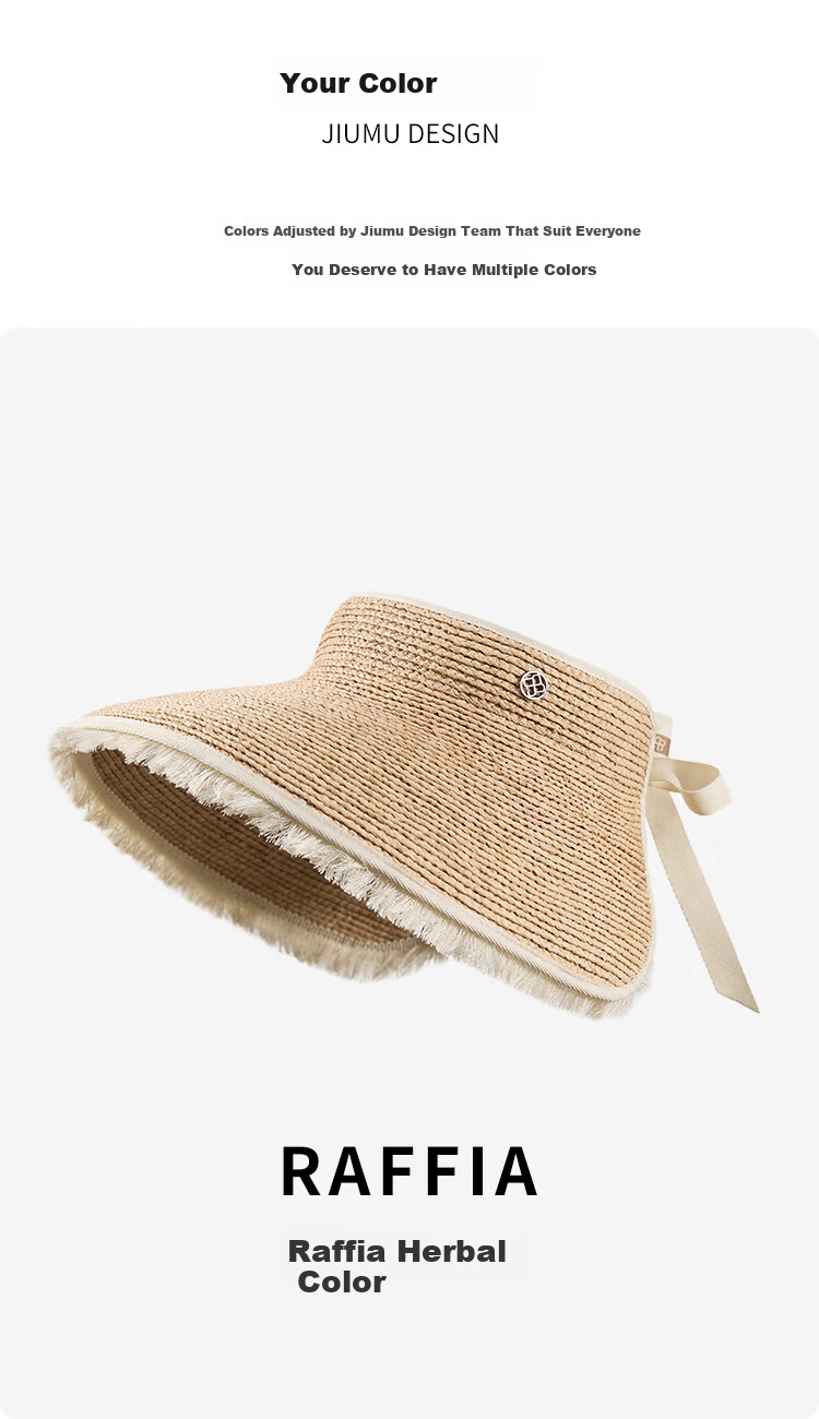 JIUMU Women's Straw Sun Hat Open-Top Summer Outdoor Face-Shielding Beach Vacation Hat 8