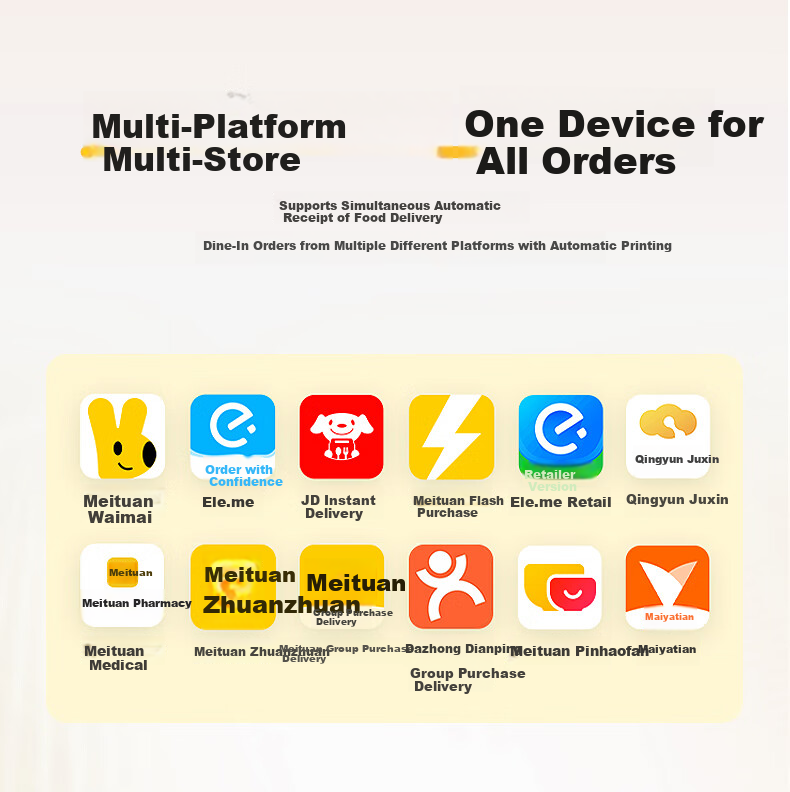 Youku Meituan Takeout Printer Fully Automatic Order Receiving 58mm Wireless WIFI+USB Receipt Cash Register Ele.me JD Takeout Cloud Printing Restaurant Pharmacy Voice Broadcast 1