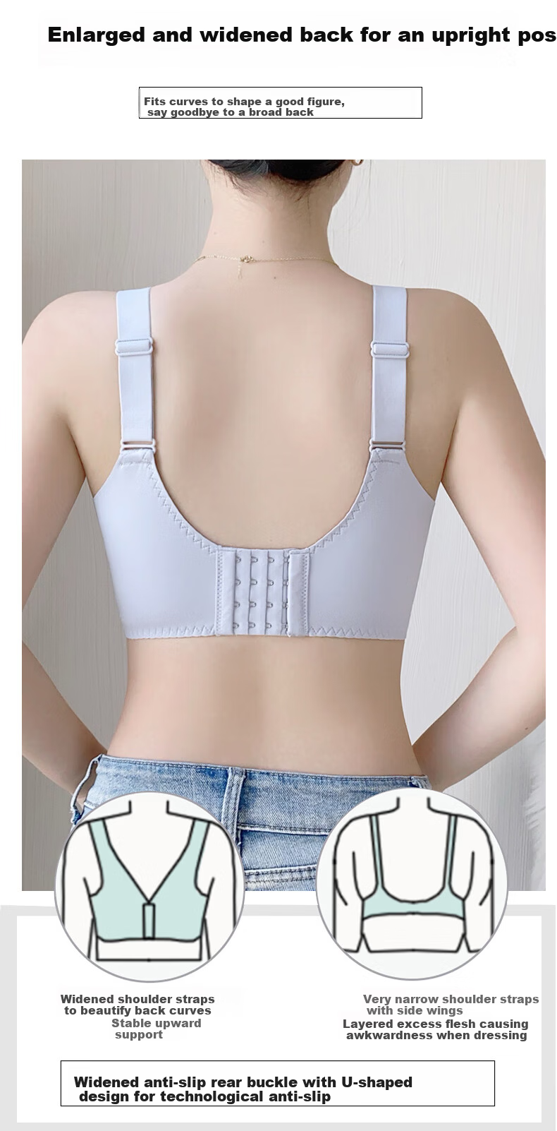 PBENO Women's Thin Bra 2025 New Summer Large Bust Minimizing Anti-Sagging Pink Beige 36/80BCD 3