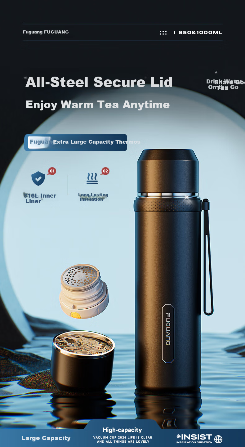 Fuguang Student Insulated Bottle Large Capacity 316L Stainless Steel Water Bottle Car Travel Thermos Business Tea Cup for Men 1