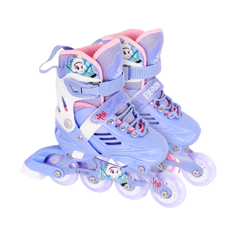 EVERVON Roller Skates for Children, Inline Skates with Full Lighting EV388, Includes Helmet And Protective Gear, Purple, Size S (Suitable for Ages 3-6)