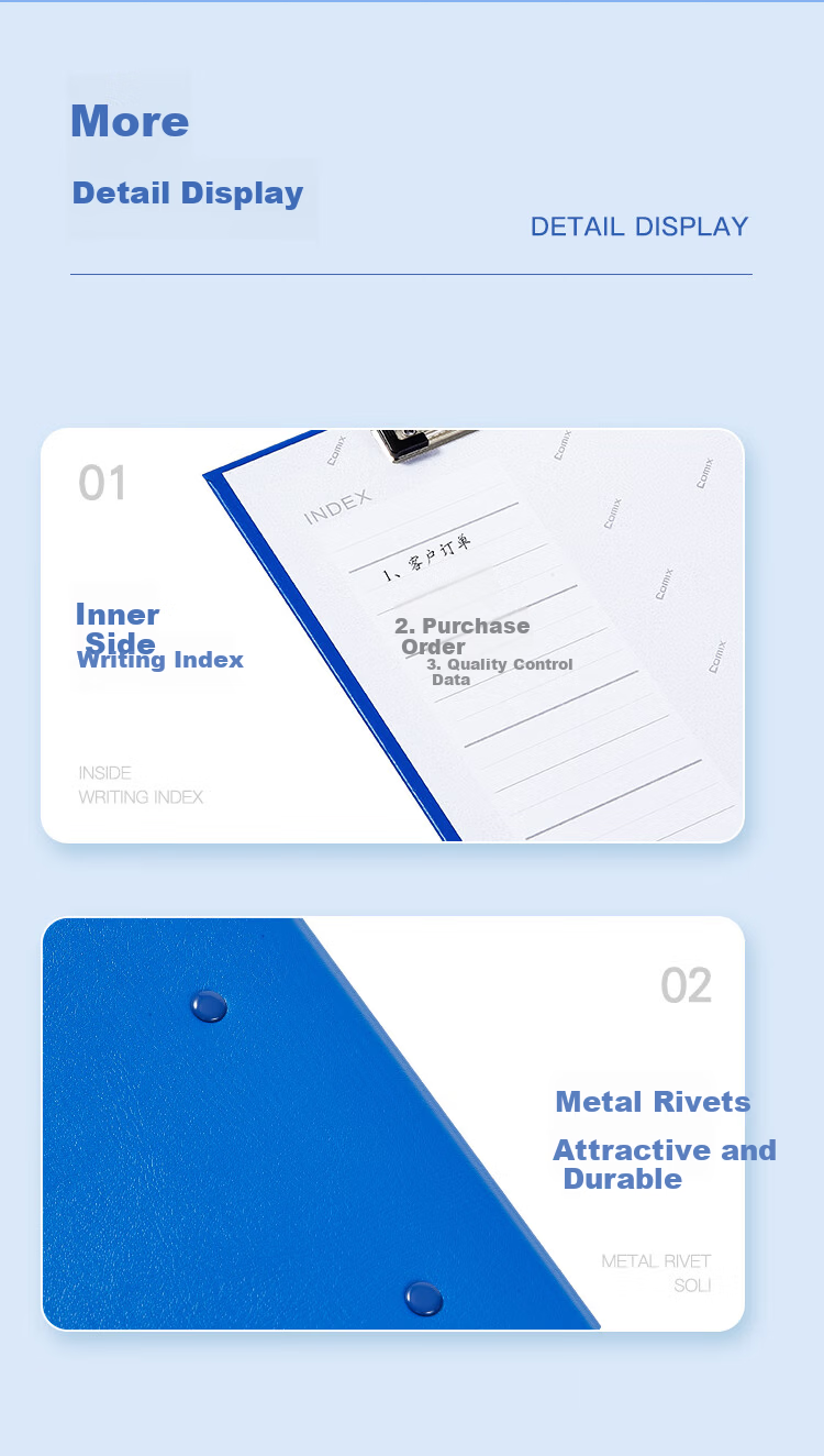 COMIX (Comix) Cardboard File Folder/A4 Document Folder/2-Hole D-Type Clip/Two-Hole File Folder/Ring Binder File Folder/Document Holder Office Supplies Blue NO.336 9
