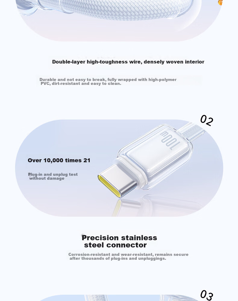 Baseus Magnetic Dual-Head Type-C PD 100W Fast Charging Cable for Huawei Honor Xiaomi Apple iPad Laptop Phone 1m Pink 15