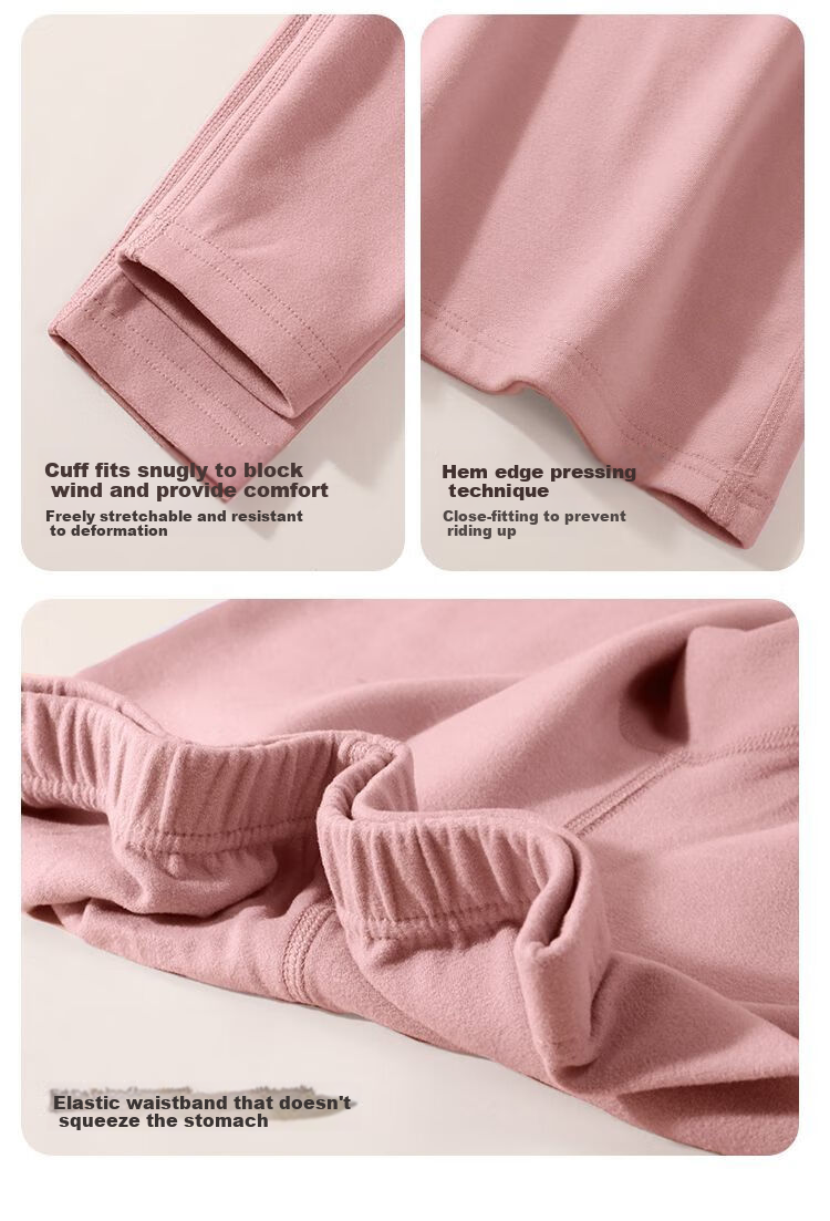 GUJIN Double-Sided Fleece Lined Mink Cashmere and Lyocell Thermal Underwear Set for Women Thickened Autumn Winter Heat Retaining Base Layer Top and Bottom 16