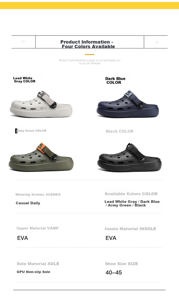 Bull Family Summer Clog Sandals Breathable Outdoor Dual-Wear Closed-Toe Casual Beach Shoes for Men 9