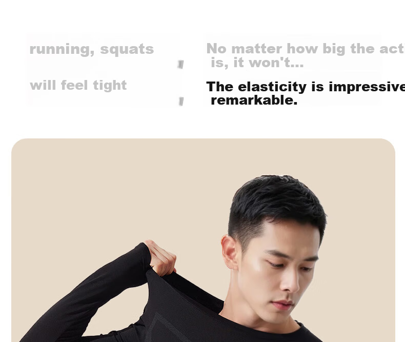 Bejirong Men's Thermal Underwear Sports Compression Quick-Dry Fleece-Lined Autumn Winter Heat Retention Cold-Resistant Set 11