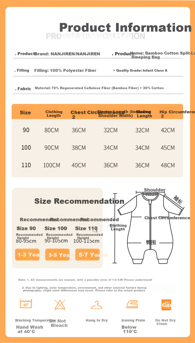 Nanjiren Baby Sleeping Bag Spring Summer Bamboo Air Cotton Kids Anti-Kick Quilt Pajamas Baby Air-Conditioned Split-Leg Sleeping Bag Size 90 3