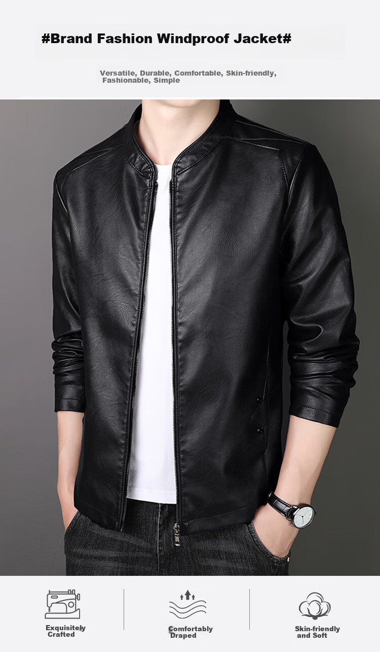 RED DRAGONFLY Men's Commuter Casual Fashion Baseball Collar PU Leather Jacket Coffee XL 1