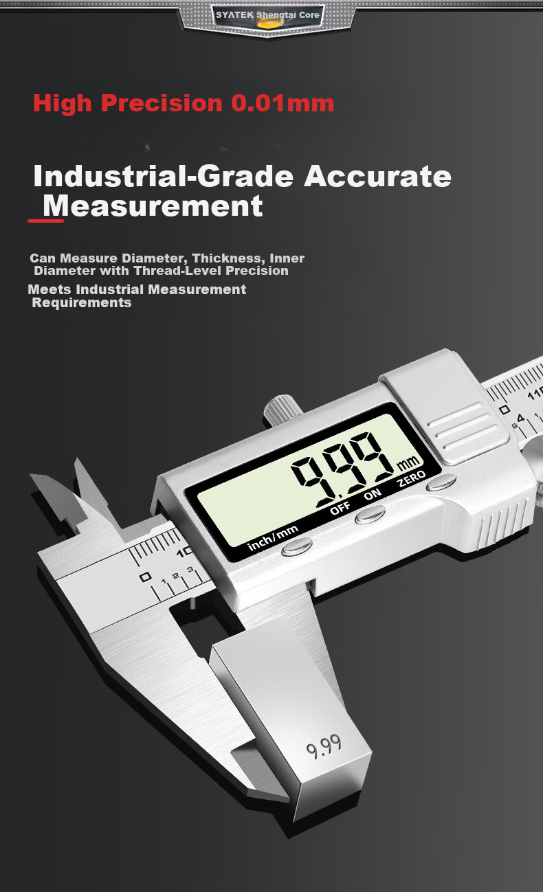 SYNTEK Waterproof Digital Vernier Caliper, Electronic High-Precision Industrial-Grade Digital Inner Diameter Measuring Dial Caliper, 150mm 2