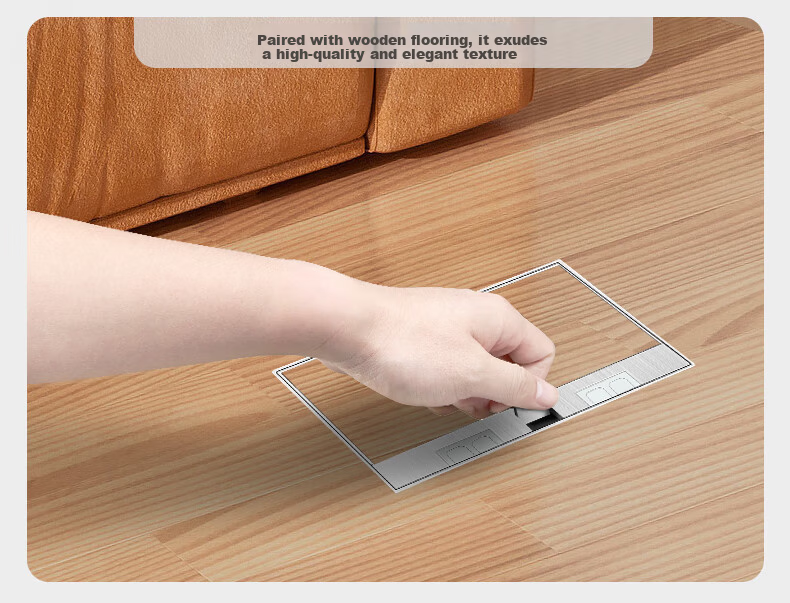 DELIXI Embedded Hidden Floor Socket for Marble Tile and Solid Wood Flooring, Flush Invisible Design, Five-Hole + Network Port 6