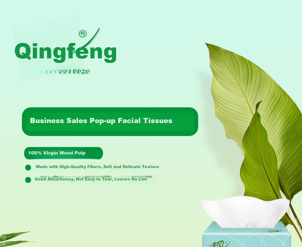 Qingfeng 2-Ply Facial Tissue 200 Sheets * 48 Packs Tri-Color Natural Wood Napkins Bulk Box 1