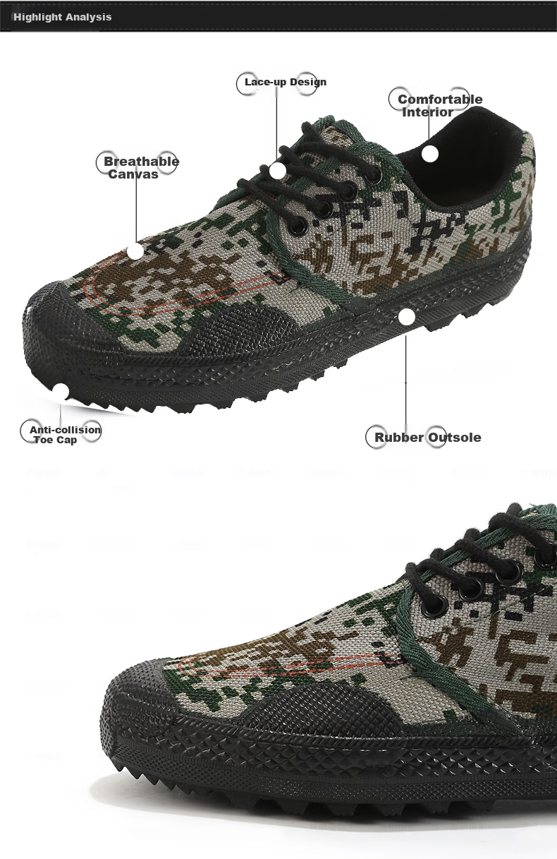 Weizhi Liberation Shoes for Men And Women, Military Training Hiking Outdoor Breathable Work Safety Puncture-Resistant Wear-Resistant Canvas Rubber Boots WZ2001 Size 41 4