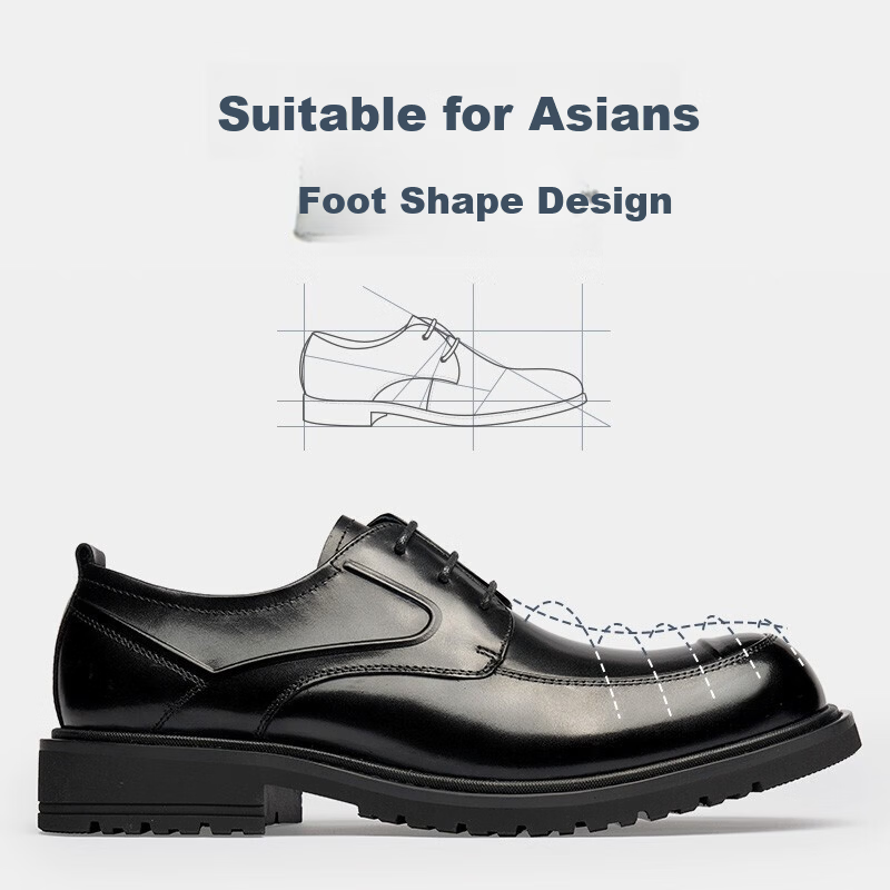 LAORENTOU Men's First Layer Leather Dress Shoes Classic Business Thick Sole Formal Shoes 522010119 Black Size 38