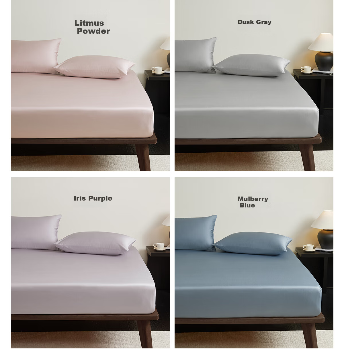 MIDO HOUSE Mingdu 60-Count Washed Cotton Fitted Sheet Single Piece Pure Cotton All-Season Double/Single 180*200+28cm Silver Gray 17