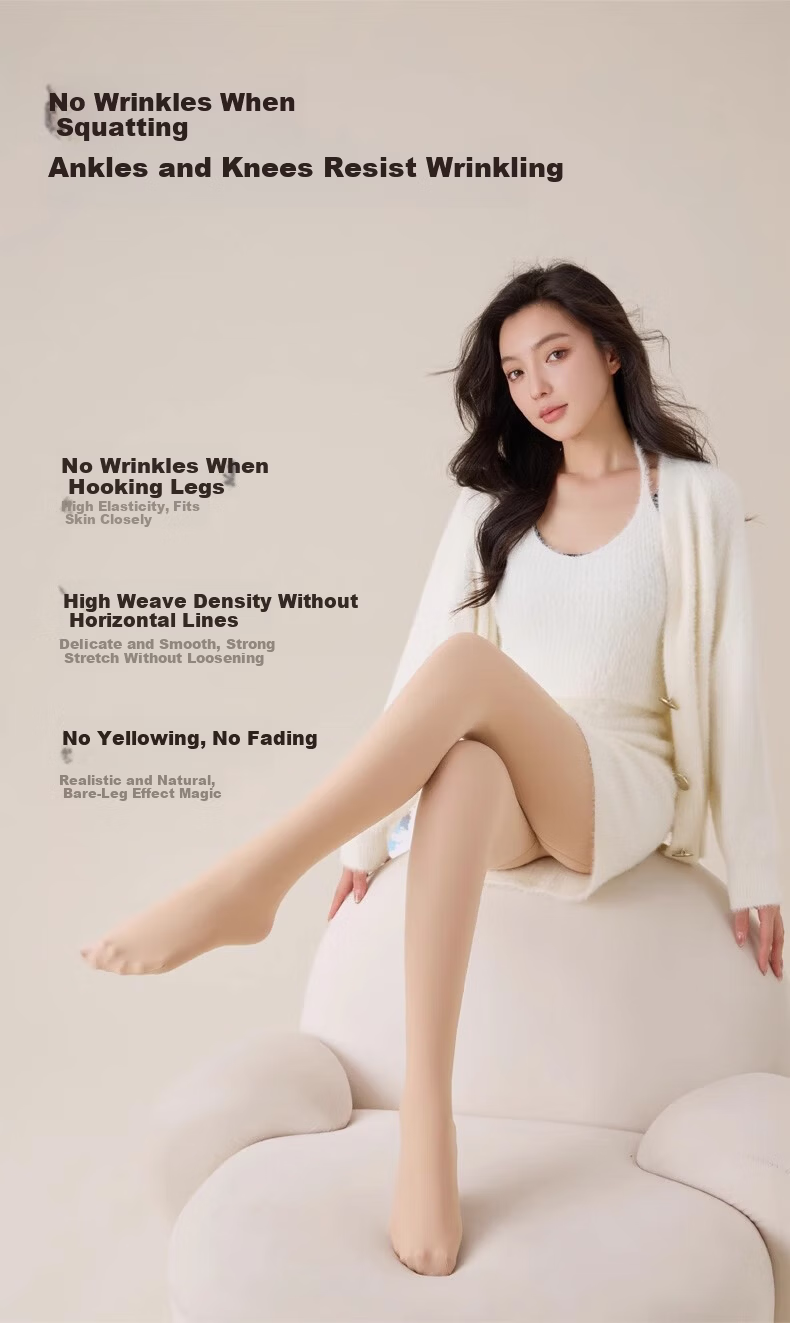 Me feeling Bare Leg Magic Autumn Winter Nude Feeling Fleece Lined Warm Skin-Tone Slimming Tights with Foot Three-Pack 14