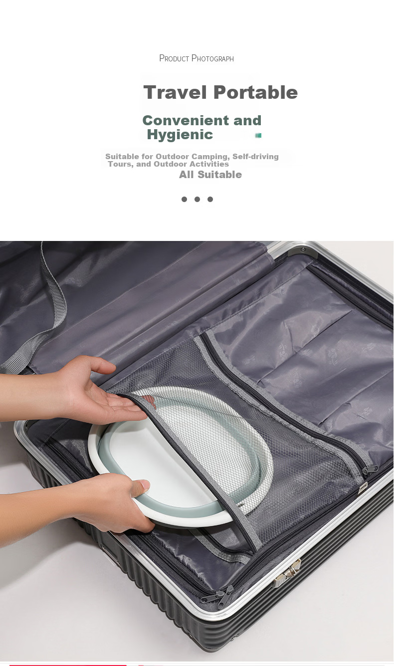 JiaTu Foldable Travel Portable Kitchen Bathroom Washbasin Compression Water Basin Foot Soaking Basin Gray Small Size 6