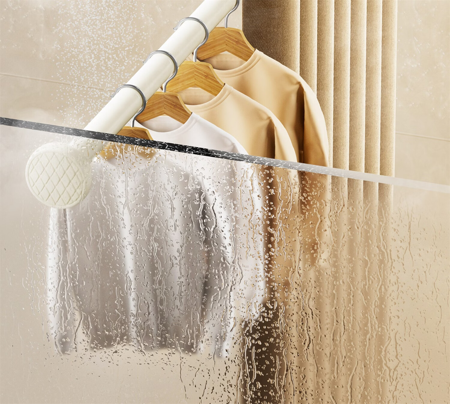 Submarine No-Drill Telescopic Clothes Drying Rod 304 Stainless Steel Shower Curtain Rod Balcony Clothes Hanger 50-80cm 16
