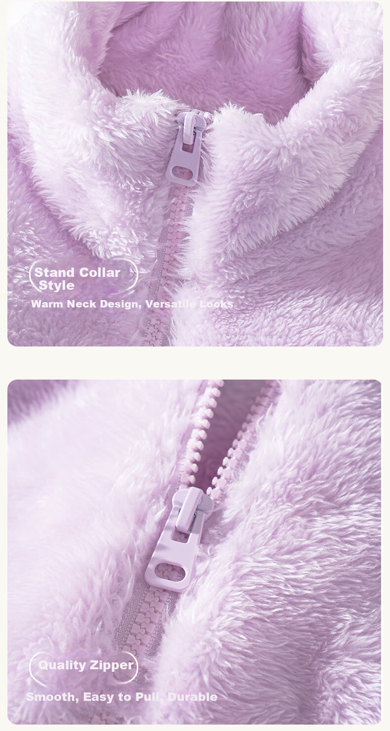 Jeanswest Women's Double-Sided Fleece Jacket Autumn Winter 2025 New Warm Coral Fleece Lined Thickened Coat 11